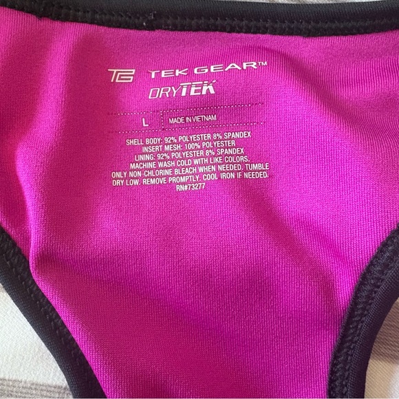 Tek Gear Women’s Dry Tek Black & Purple Athletic Sports Racerback Tank - Size L - Picture 5 of 5